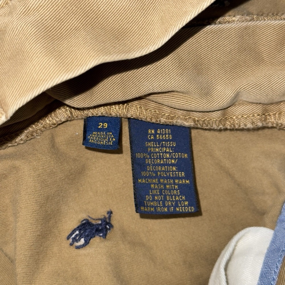 Polo Ralph Lauren Twill Chino Shorts Men's 29 All Over Pony Print Khaki Beige 9" - Picture 5 of 6